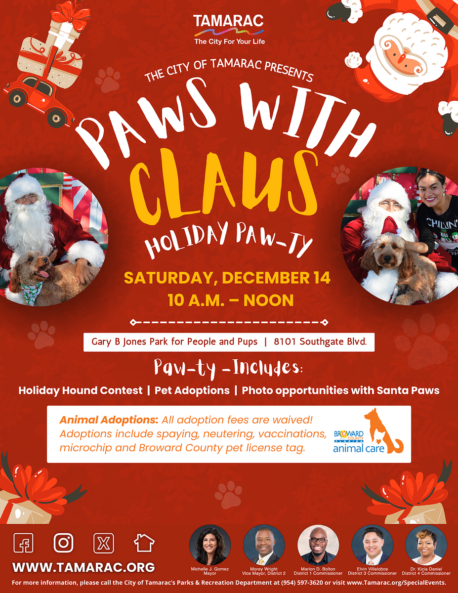 Tamarac Hosts “Paws with Claus” Holiday Paw-ty for Pet Lovers on December 14th